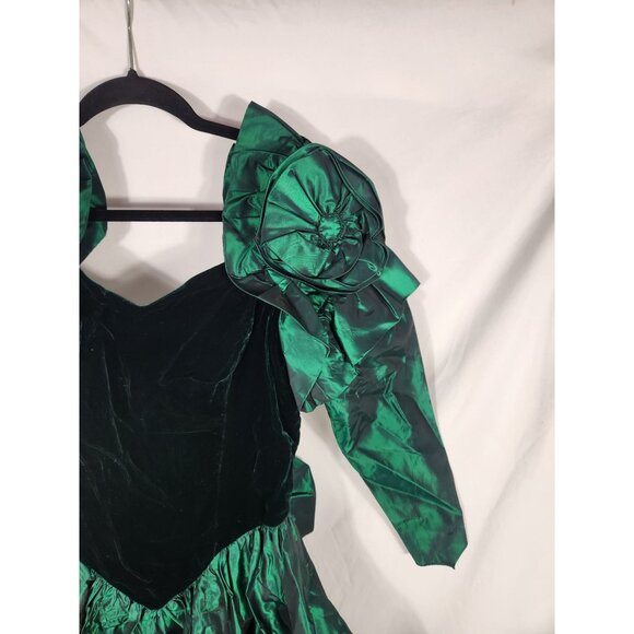 Vintage WICKED Emerald Green Patrica Formal Dress Gown 80's Southern Bell Witch - Picture 4 of 7
